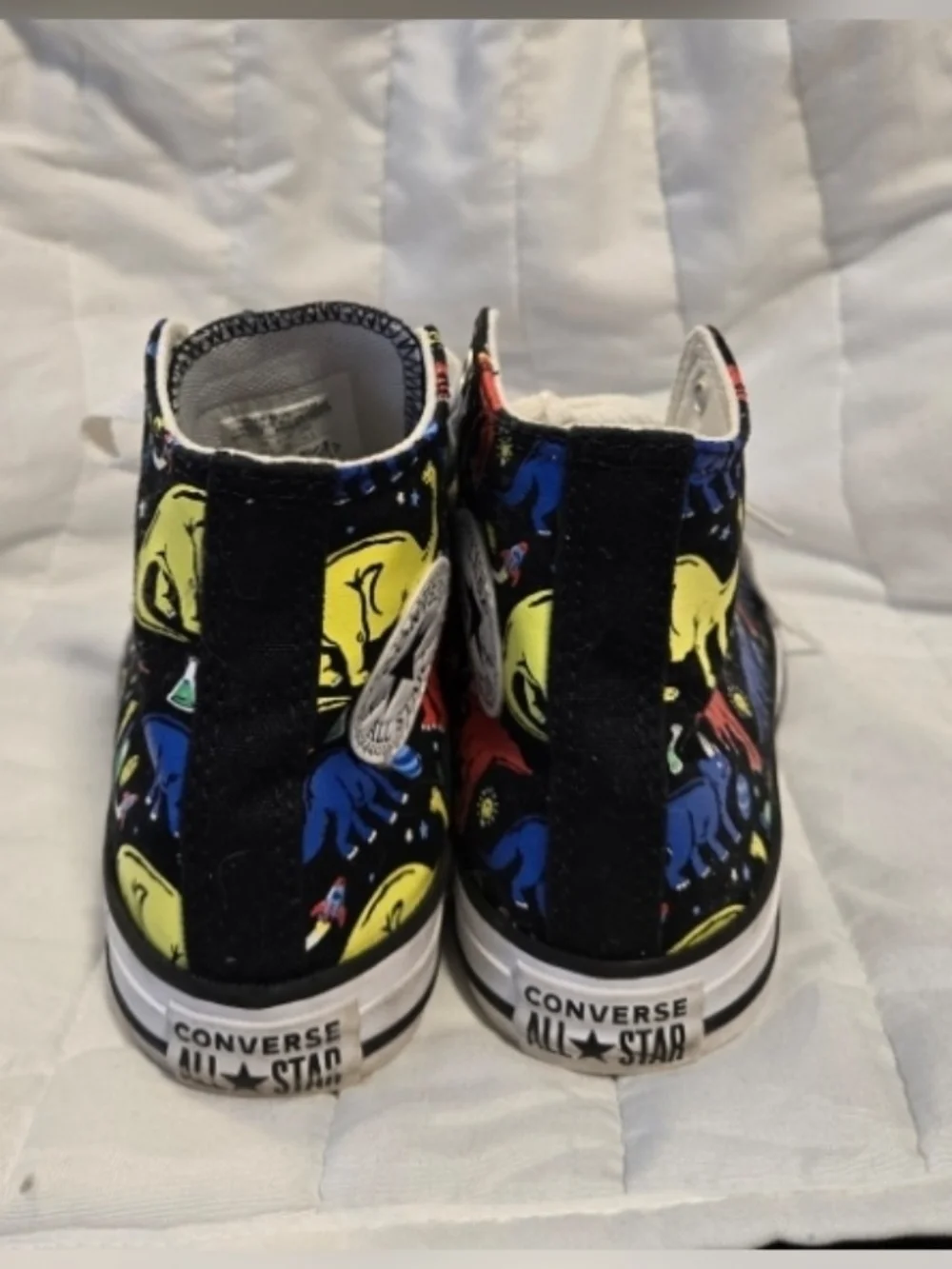 Converse Dino Class High-Top Sneakers - White Laces Size 1